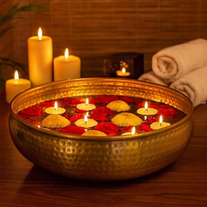 Cuenco Decorativo Redondo con Diseño Martillado y Acabado Dorado, Elegante Centro de Mesa para Comedor y Sala de Estar, Procedente de la India - Product Image 2