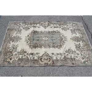 พรมวินเทจขนาด 4.1x6.6 ฟุต, พรม, พรมลายสัตว์สีเบจทำจากขนสัตว์ - Product Image 3