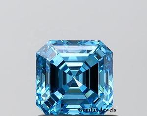 Diamant de laboratoire certifié IGI, bleu vif fantaisie, 4 carats, taille Asscher, pureté VS, pour bague - Product Image 1