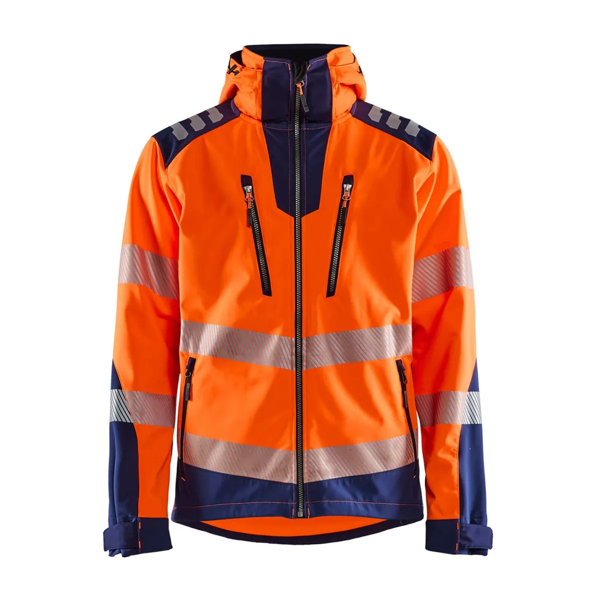 Top Selling Custom Hi vis Hooded jacket Work Safety Softshell Jacket Men's Two Tone High Visibility Reflective Jacket OEM