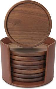 Sous-verres en noyer de bambou fabriqués à la main écologique pin naturel bambou noyer acacia rond carré en bois sous-verre en bois ensemble pour - Product Image 3