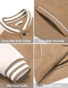 เสื้อแจ็กเก็ตเบสบอลบอมเบอร์สำหรับผู้ชายเสื้อโค้ทหนังพียูขนแกะปักโลโก้ทีมโรงเรียน - Product Image 5