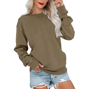 Sudadera de manga larga de primera calidad para mujer Sudadera con capucha de lana personalizada Cuello redondo Sudadera elegante y cómoda de alta calidad para mujer - Product Image 5
