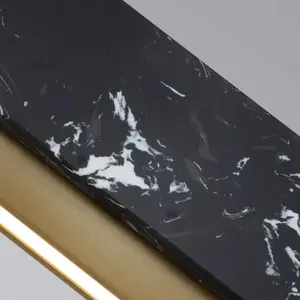 Lustre rectangulaire long en marbre et acier inoxydable pour salle à manger, îlot de cuisine, luminaire intérieur élégant - Product Image 4