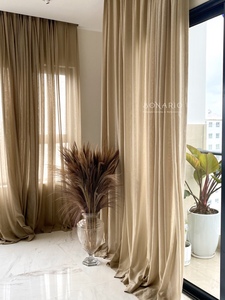 ผ้าม่านสําหรับตกแต่งห้องโรงแรมใช้สํานักงานผ้า Voile ส่งออกราคาถูกออกแบบสําหรับ Bay หน้าต่างผ้าม่านผ้าลินินเวียดนาม - Product Image 3