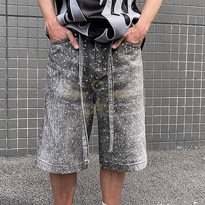 Prix de gros Short en strass décontracté pour l'extérieur Logo personnalisé Short en strass surdimensionné léger pour homme - Product Image 3