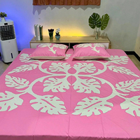Top qualité hawaïen rose couleur imprimé literie reine drap de lit housse de couette lavage à l'eau froide pur coton couette pour chambre