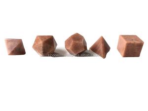 Juego de piedra lunar de melocotón de 5 piezas al por mayor tallada en estilo Feng Shui Geometría Sagrada sólidos platónicos energía divina meditación estilo amor - Product Image 5