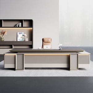 Modern Luxury Executive Office Wood Conference Table <b>Large</b> Brown Wooden Boardroom <b>Desk</b> Modular Meeting Room Table for 8 10 12 Pe - Product Image 2