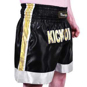 Pantalones cortos de kickboxing negros y amarillos personalizados de alta calidad - Product Image 3