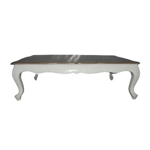 Mesa de Centro de Madera Blanca con Superficie Teñida, Mesa de Centro Antigua para Sala de Estar de Estilo Europeo - Product Image 5
