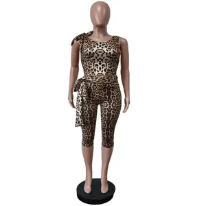 Ensemble de combinaison sexy pour femmes à imprimé léopard, nouvelle arrivée, haut et pantalon - Product Image 6