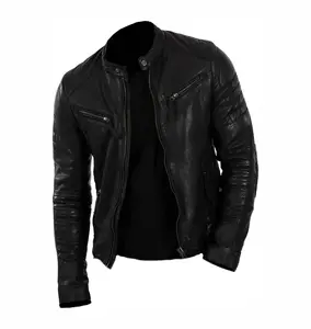 Chaqueta de Motociclista Clásica de Moda al por Mayor, Chaqueta Bomber Personalizada, de Lona, Delgada, para Invierno 2023 - Product Image 1