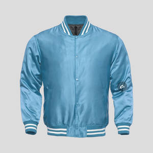 Chaqueta de satén personalizada con bordado en blanco de seda, chaqueta bomber de satén personalizada de béisbol para hombre al por mayor - Product Image 4