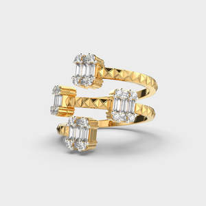 Anillo de tres capas Baguette y corte redondo Original Lab Grown Diamond Anillo de bodas Regalos de aniversario para mujeres - Product Image 5