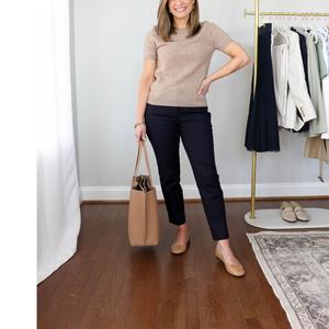 Conjunto de pantalones de dos piezas formales de oficina plana de verano para mujer Pantalones lápiz de mezcla de algodón y LICRA Servicio OEM de BD - Product Image 2