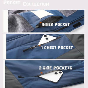 แจ็กเก็ตยีนส์ขนเป็ดสำหรับผู้ชายคอตั้งโลโก้ด้านหน้าและซิปปิดสำหรับฤดูหนาว - Product Image 4