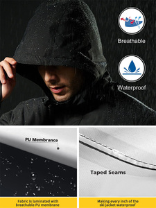 Chaqueta cortavientos impermeable de esquí para hombre, directo de fábrica, de buena calidad, con Sudadera con capucha, chaqueta de lluvia cálida de invierno con forro polar - Product Image 4