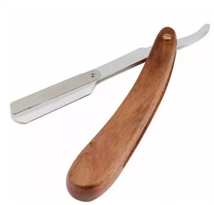 Rasoir droit en acier inoxydable à lame unique avec manche en bois pour le visage et le corps des hommes - Product Image 5