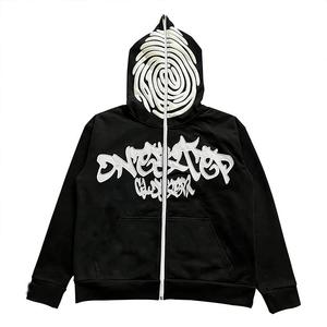 เสื้อฮู้ดพิมพ์ลายพัฟ3D ผู้ชาย OEM ตามสั่งพร้อมโลโก้เสื้อแจ็คเก็ตผ้าฝ้าย100% ผ้าเกล็ดปลามีซิปขนาดใหญ่สำหรับฤดูหนาว - Product Image 4