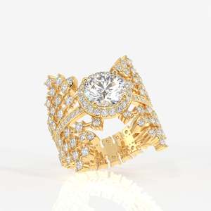 Round Cut Moissanite Diamond <b>Cocktail</b> Sterling Silver <b>Ring</b> Elegant and Luxurious Product Category - Product Image 3