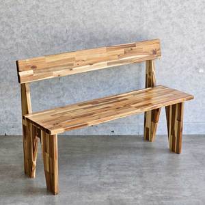 Banc en bois d'acacia GBD027 120x40cm avec dossier, design rustique moderne pour jardin, terrasse, parc, fabriqué en fonte et plastique - Product Image 2