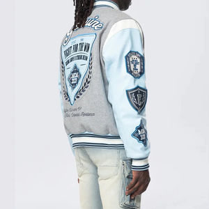 Chaqueta Bomber Personalizada al por Mayor para Hombre, Diseño Personalizado OEM, Logotipo Bordado, Chaqueta Universitaria, Chaquetas de Cuero PU para Hombre - Product Image 4