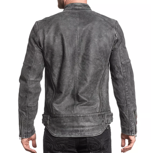 Chaqueta de moto de cuero negro genuino para jinetes con rayas rojas blindada CE chaqueta de moto de cuero de pista protegida para hombres - Product Image 5
