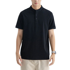Camiseta Polo de Punto Acanalado con Botones para Hombre al por Mayor, con Puños Ajustados, Cuello Casual Holgado, con MOQ Bajo - Product Image 3
