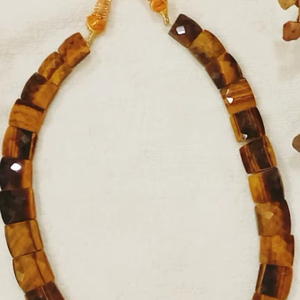 Collar Graduado Cuadrados Collar de babero de ojo de tigre natural, Collar egipcio de Cleopatra - Product Image 4