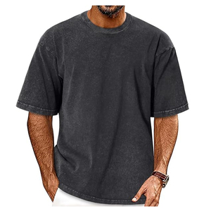 Camiseta 100% algodón para hombre, corte holgado, manga corta, tejido de punto, logotipo personalizado y color sólido - Product Image 1