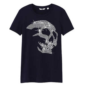 Custom Cute 3D Rhinestone Transfer <b>Slim</b> Fit Anti-Uv Summer T-Shirts for Women - Product Image 1