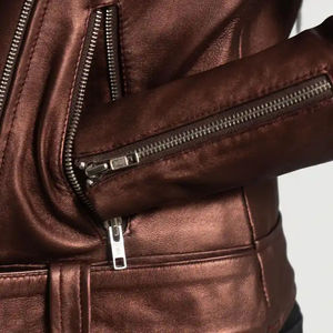 Veste en cuir pour femme, manteau d'hiver en satin véritable avec doublure en nylon, teinture unie, vente en gros - Product Image 5