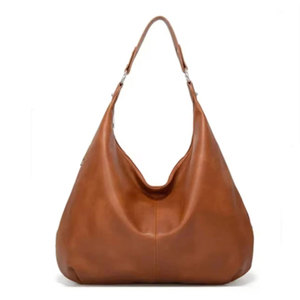 Wholesale <b>Women</b> Solid Color PU Leather Hobo Bag Casual <b>Large</b> Capacity Single Shoulder <b>Handbag</b> - Product Image 1