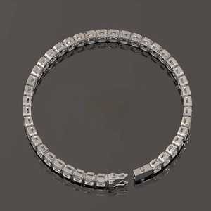 925 Sterling <b>Silver</b> Tennis <b>Bracelet</b> with Emerald Cut VVS Moissanite Diamond <b>Cross</b>-Shape Pattern Luxury & Hip Hop Stylish Gift - Product Image 3