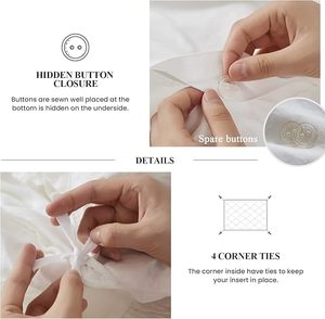 French Flax White Cotton Duvet Cover <b>Set</b> Breathable Soft <b>Comforter</b> Queen Size Bed Solid Pattern Home Hotel Weddings Hospital - Product Image 5