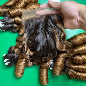 CDYHAIRVN Paquetes de Cabello Humano Vietnamita Natural Rizado y Voluminoso, Color Negro Natural, Suave, con Doble Trama y Puntas Gruesas - Product Image 1