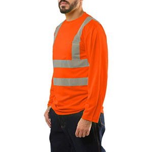 T-shirt de sécurité à manches longues noir, livraison rapide, haute qualité, transfert thermique segmenté, réfléchissant - Product Image 4