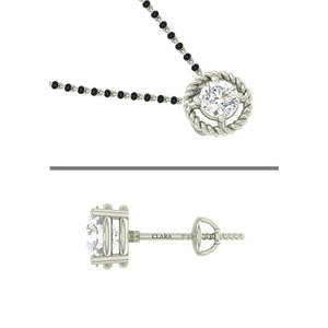 Compre un Conjunto de Mangalsutra de Plata Pura, Joyería Fina con Diamante de Corte Esmeralda Chapado en Oro, para Regalo de Boda o Fiesta para Esposa - Product Image 3