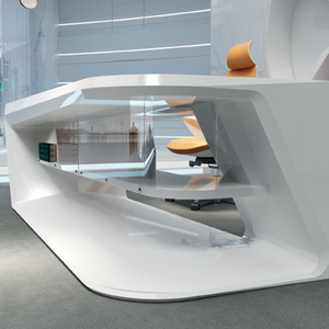 Escritorio Ejecutivo Convertible de MDF, Mesa de Oficina Moderna Blanca Inteligente con Cargador Inalámbrico Integrado, Muebles de Alta Tecnología para Jefes y Directores - Product Image 2