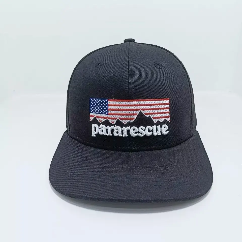 Pararecuse 3D Borduurwerk Snapback, Amerikaanse Vlag Logo Aangepaste Snapback. High Profile Gestructureerde Flat Bill Sport Hoeden