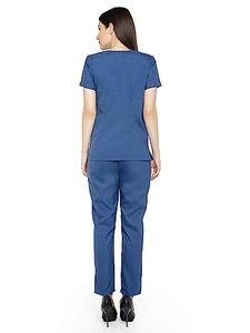 ชุดทางการแพทย์ผ้าสแปนเด็กซ์ยืดได้4ทางชุดเครื่องแบบโรงพยาบาลคอวีสำหรับผู้หญิงและผู้ชาย - Product Image 2