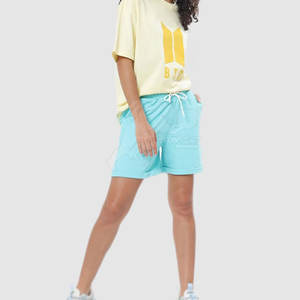 Lightweight Breathable High Waist Polyester/Cotton <b>Women's</b> <b>Shorts</b> with Elastic Waistband <b>White</b> - Product Image 5