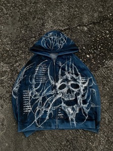 Sudadera con capucha personalizada con diamantes de imitación 100% algodón Streetwear Full Zip up Vintage Hoodie cremallera serigrafía Sudadera con capucha French Terry - Product Image 1