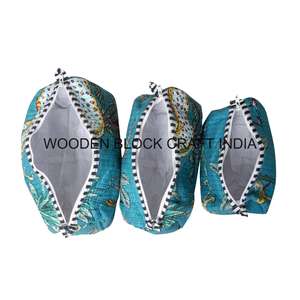 Wholesale Lot 3 Piece Bohemian Tassel Pattern Zipper Closure Eco-Friendly Cotton Cosmetic <b>Bag</b> Small <b>Travel</b> Cosmetic <b>Organizer</b> - Product Image 4