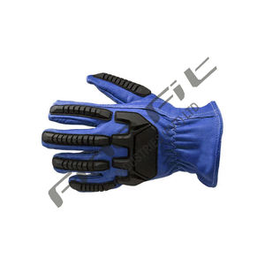 Gants de travail de protection résistants aux chocs TPR avec paume en cuir résistant aux coupures - Product Image 2