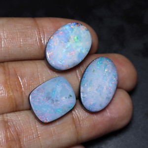 34 Carat Lot Natural Australian Opal Doublet Cabochon Multi <b>Fire</b> Handmade High Quality Available - Product Image 3