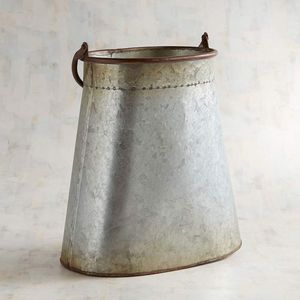Contenedor de maceta de acero galvanizado de aspecto antiguo auténtico para diseño floral inspirado en la granja y almacenamiento de plantas - Product Image 5
