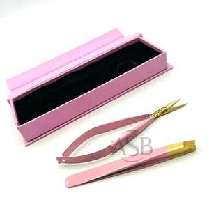 Pinzas de Cejas Profesionales de Acero Sostenible con Logotipo Personalizado en Oro Rosa, Puntas Inclinadas Hechas a Mano, Ecológicas, con Tijeras de Resorte - Product Image 1