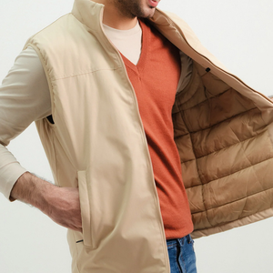 Chaleco de lona acolchado con cuello redondo para hombre, calentador de cuerpo de invierno personalizado con relleno de poliéster 100% - Product Image 6